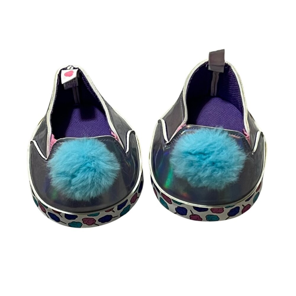 Build-A-Bear Workshop Iridescent Shoes W/ Blue Pom-Poms & Paw Print Soles For St